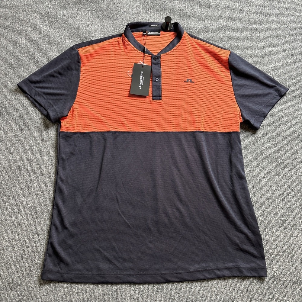 J.Lindeberg Jordan Regular Fit Polo Shirt Men's Size XXL Orange Blue Golf NWT